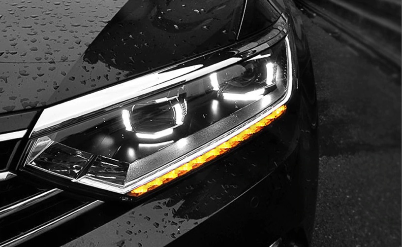 VW Passat B8 LED headlights Angel Eye dynamic signal light.